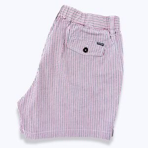 Chubbies 508s Original Stretch Seersucker Shorts Red Blue Stripe Mens Large 5.5"